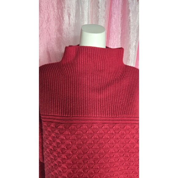 Ann Taylor Weekend Collection Red Cable Mock Neck Cotton Sweater Size Medium - Picture 4 of 9
